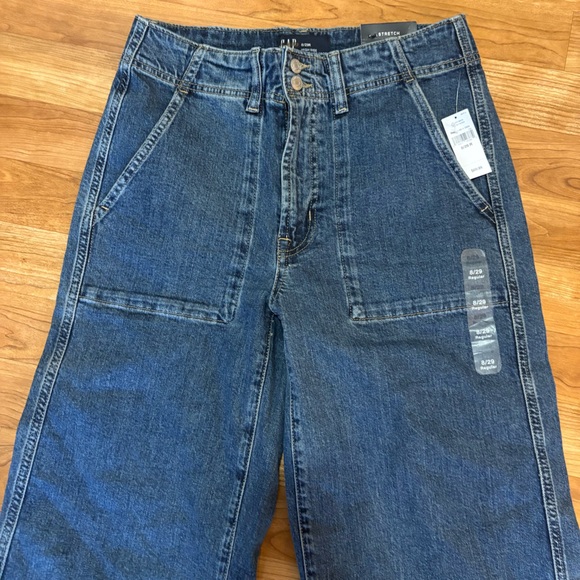 Gap High Rise Wide-Leg Crop Stretch Denim jeans size 8/29R FLAW READ DESCRIPTION - Picture 8 of 15